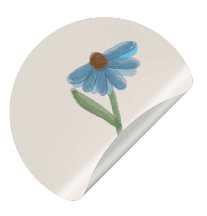 Sluitsticker blauwe bloem watercolor
