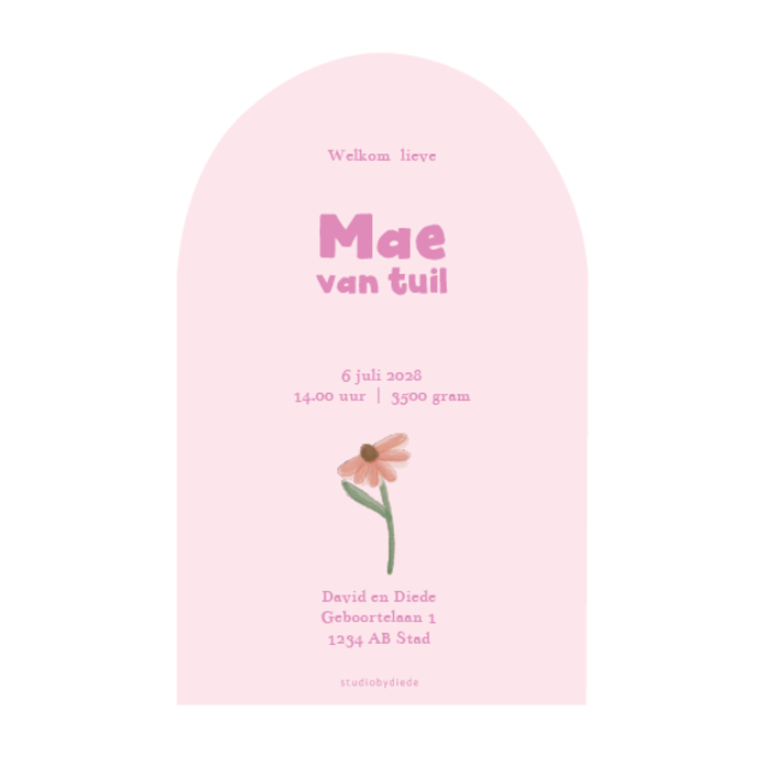 Geboortekaartje bloemen boog - Mae