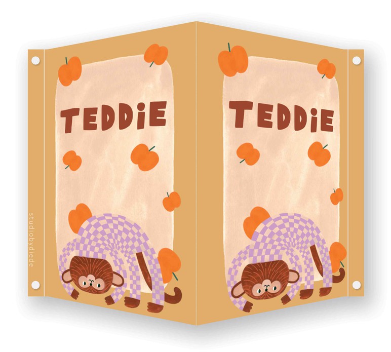 Geboortebord meisje aapje - teddie 70 x 100 cm