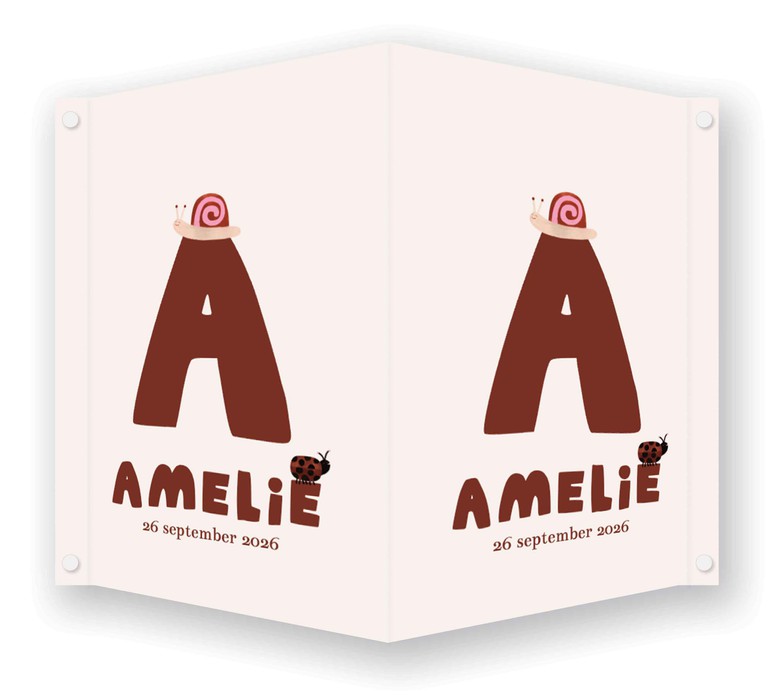 Geboortebord letter A - slak 70 x 100 cm