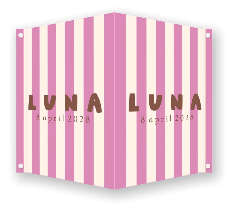 Geboortebord streep roze - Luna 70x100 cm