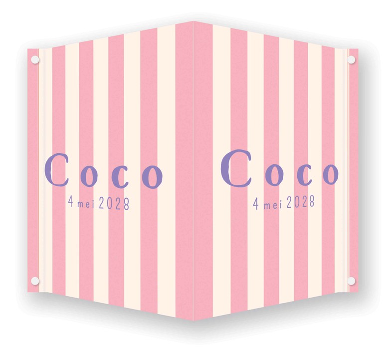 Geboortebord streep roze - Coco 70x100 cm