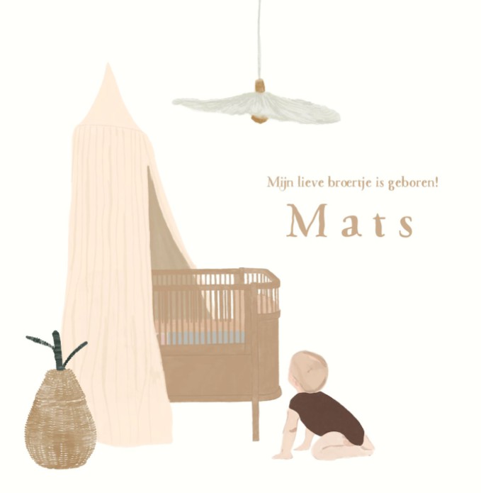 Geboortekaartje babykamer met grote broer - Mats