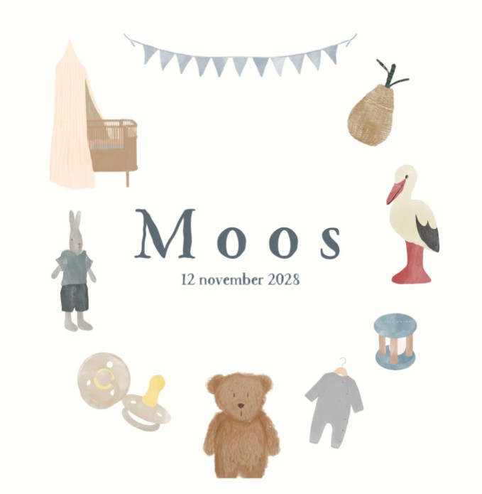 Geboortekaartje babykamer - Moos