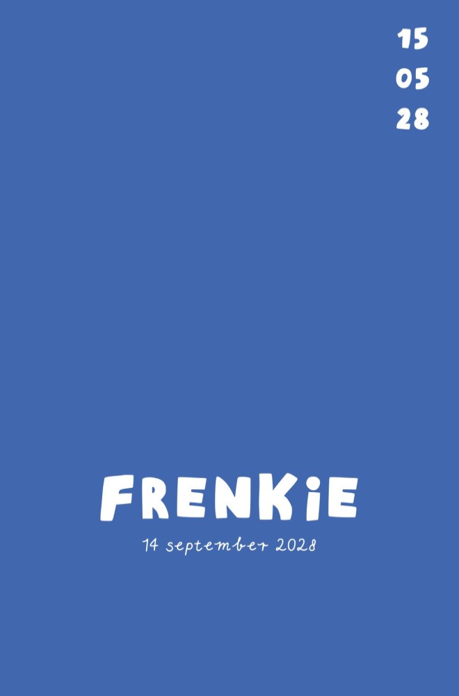 Geboortekaartje blauw - Frenkie