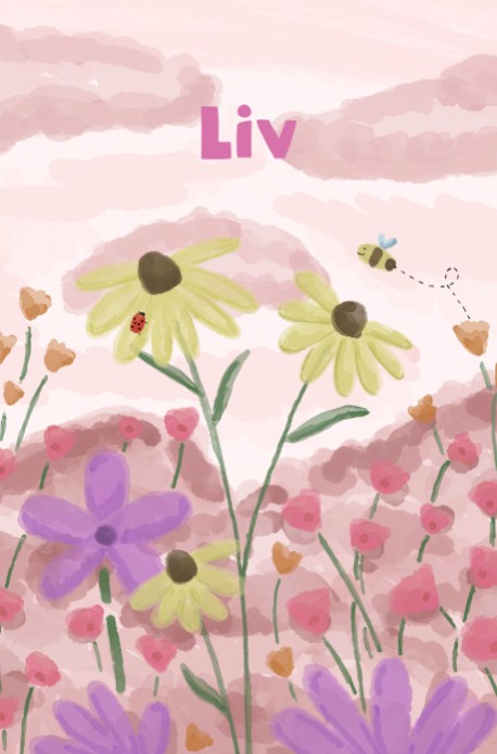 Geboortekaartje bloemen en beestjes - Liv