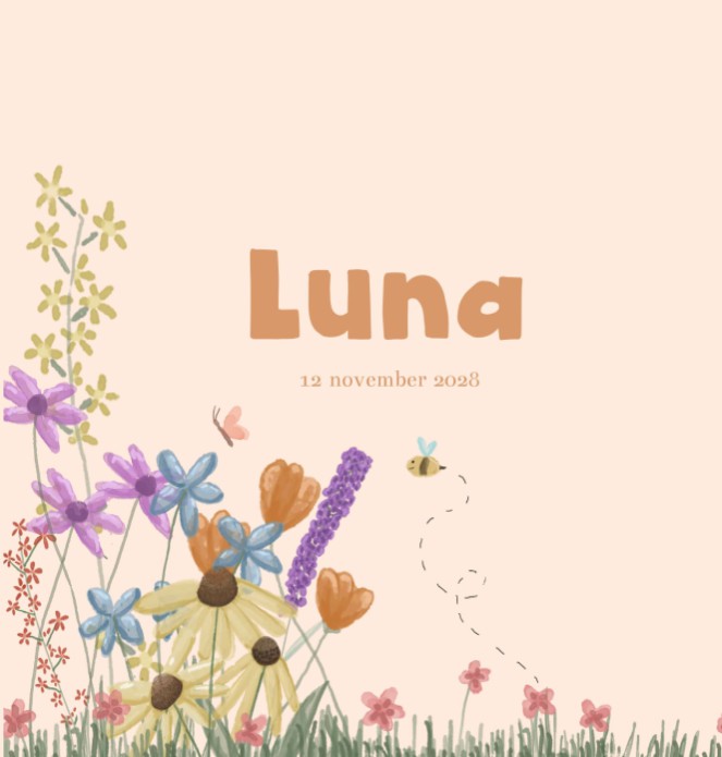 Geboortekaartje bloemen - Luna