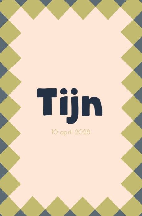 Geboortekaartje jongen ruitjes - Tijn