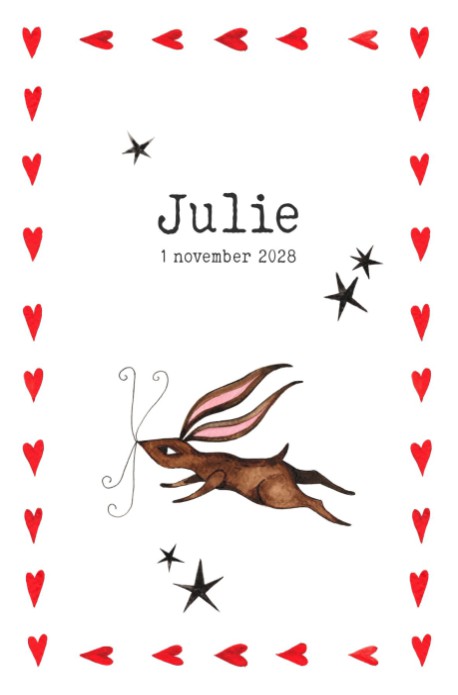 Geboortekaartje konijn Julie