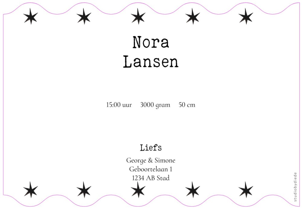 Geboortekaartje konijn Nora