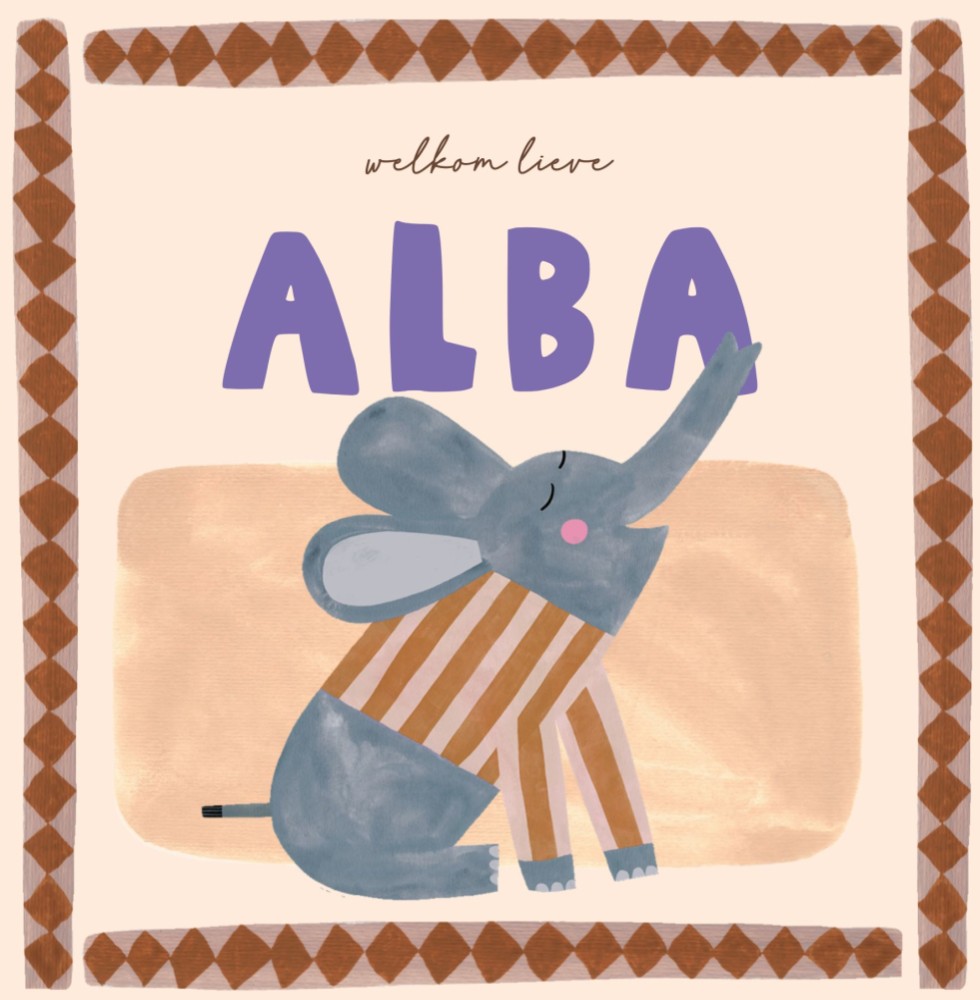 Geboortekaartje meisje Alba - 15x15