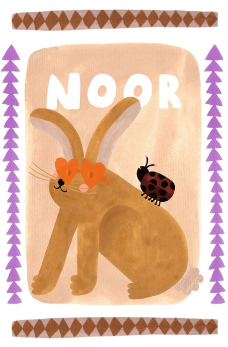 Geboortekaartje meisje konijn - Noor