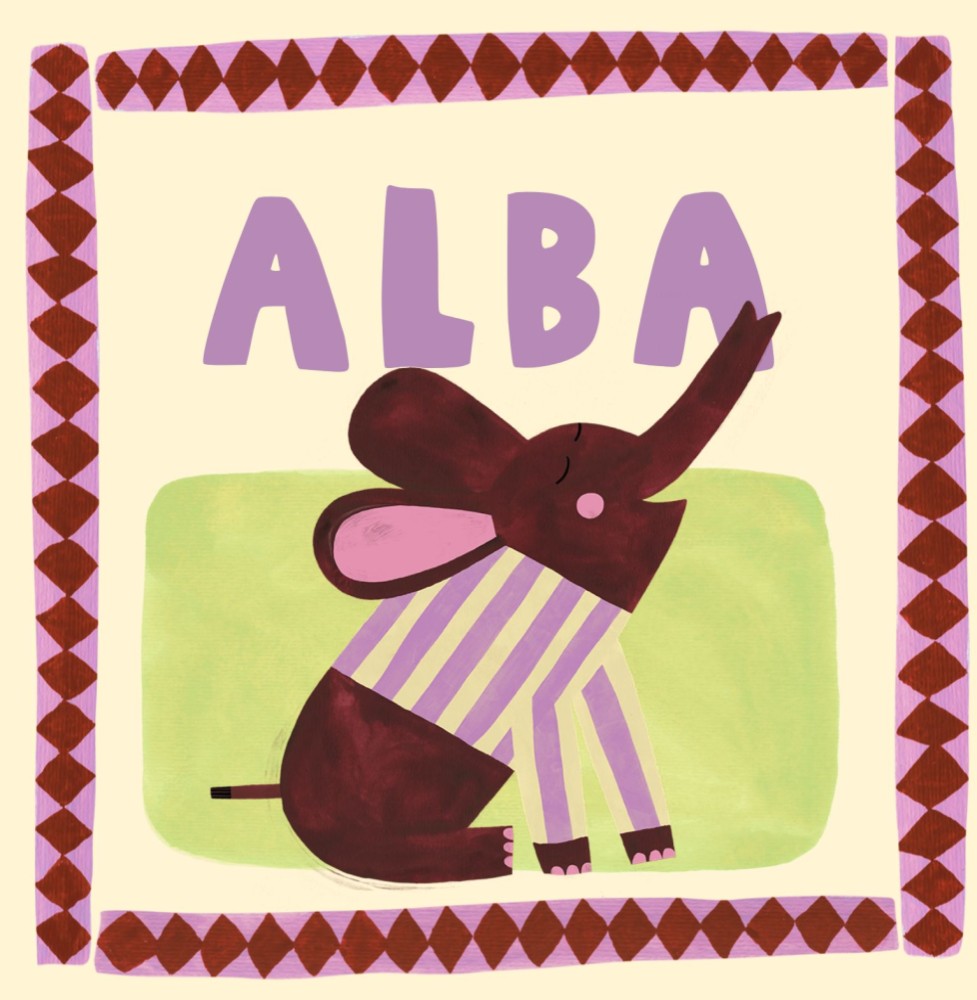 Geboortekaartje meisje olifant - Alba 13x13