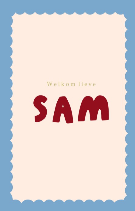 Geboortekaartje rand bolletjes - Sam
