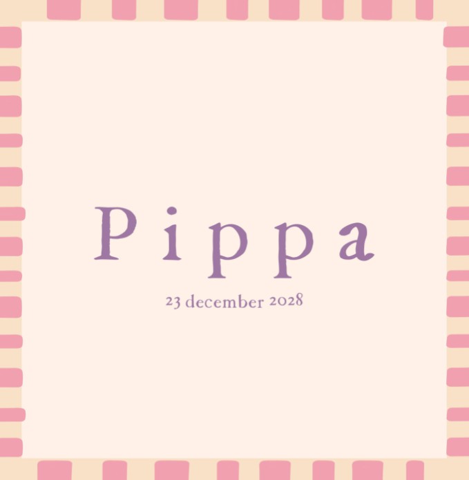 Geboortekaartje rand strepen - Pippa