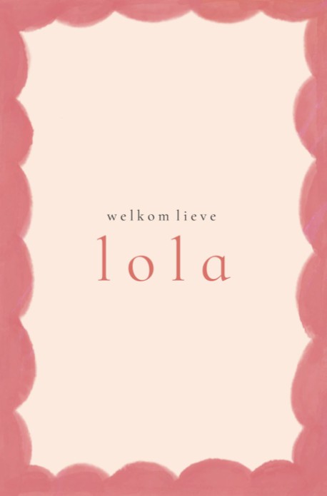 Geboortekaartje rand watercolor oud roze - lola