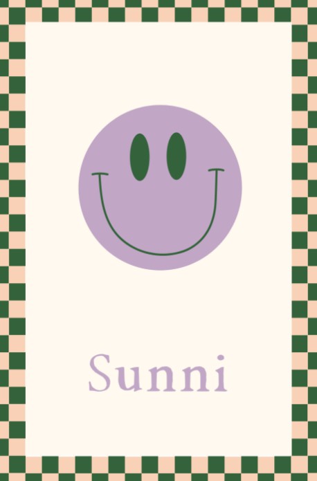 Geboortekaartje jongen met smiley en ruitjes patroon - Sunni