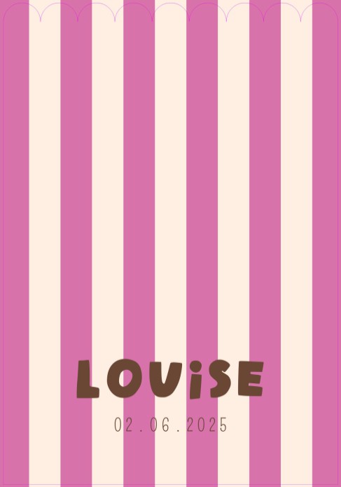 Geboortekaartje streep popcorn - Louise