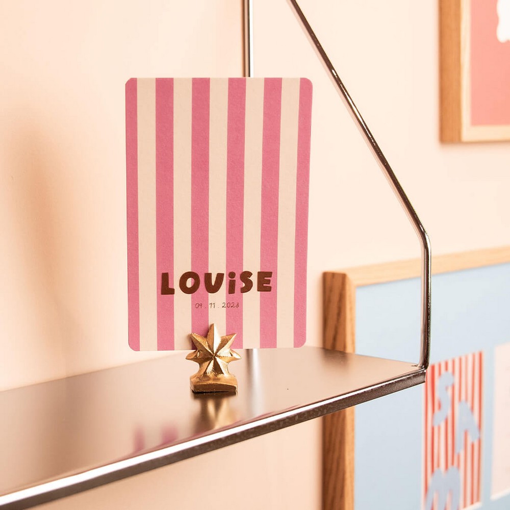 Louise | Geboortekaartje streep roze