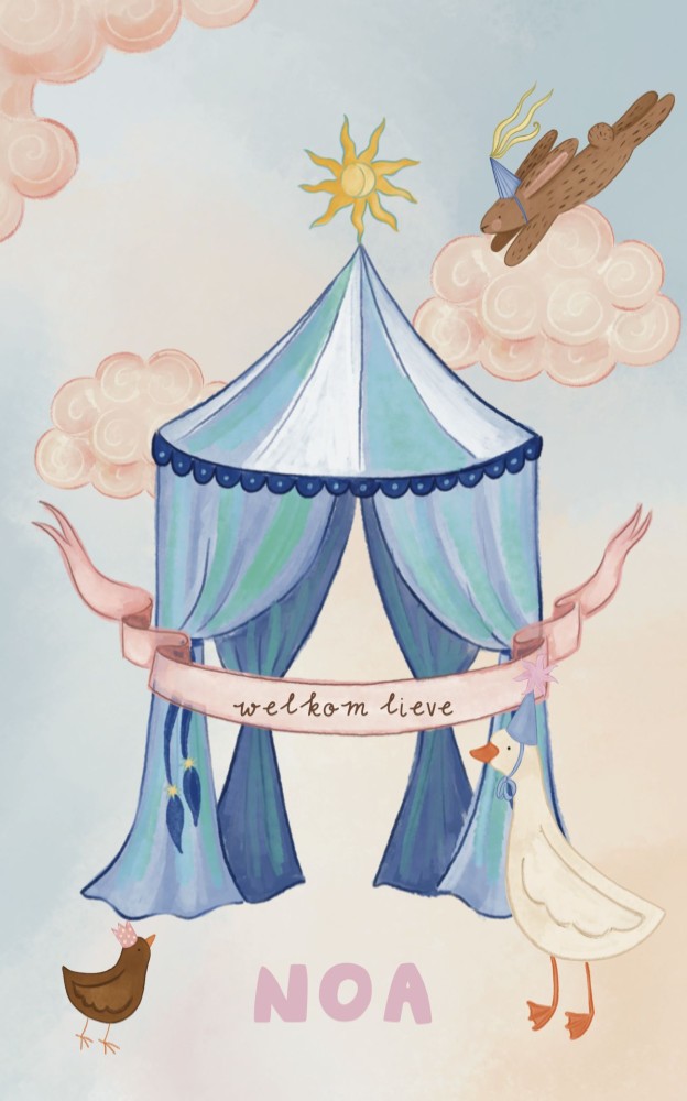 Geboortekaartje tent - Noa