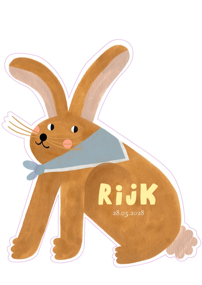 Rijk | Geboortekaartje in vorm van een konijn