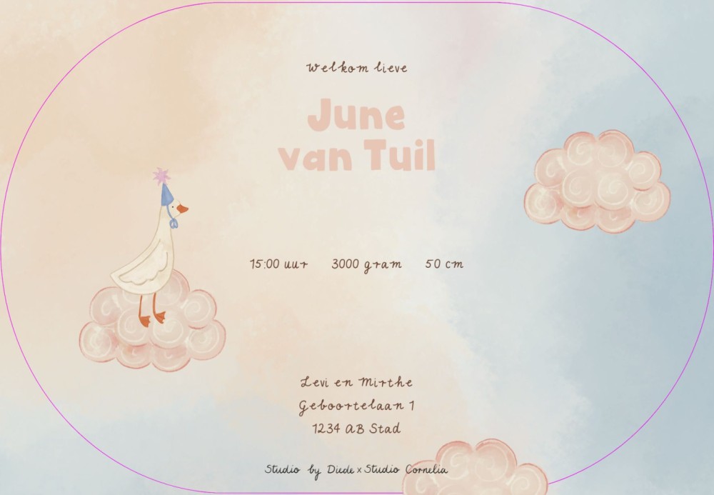 Geboortekaartje wolken June