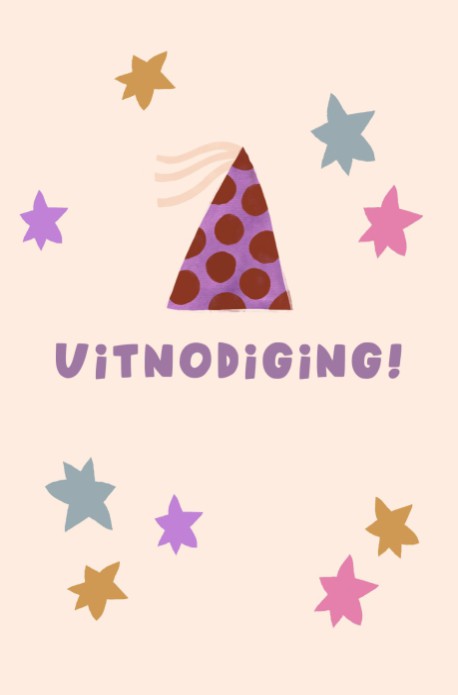 Kinderfeestje uitnodiging feestmuts en sterren