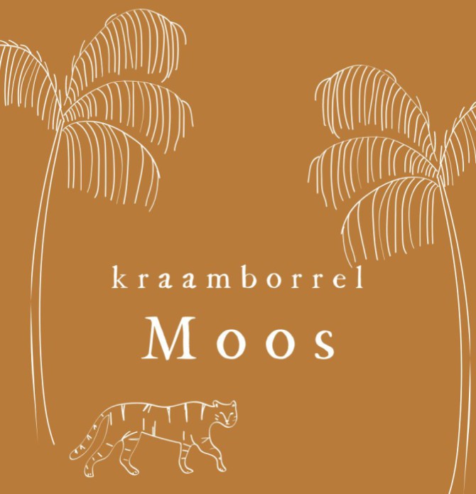 Kraamborrel kaartje jungle palmboom en tijger - Moos