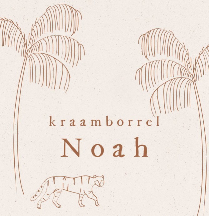 Kraamborrel kaartje jungle palmboom en tijger - Noah