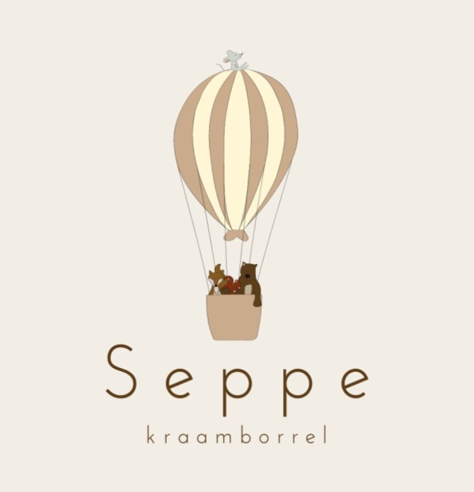 Kraamborrel kaartje met luchtballon en dieren - Seppe