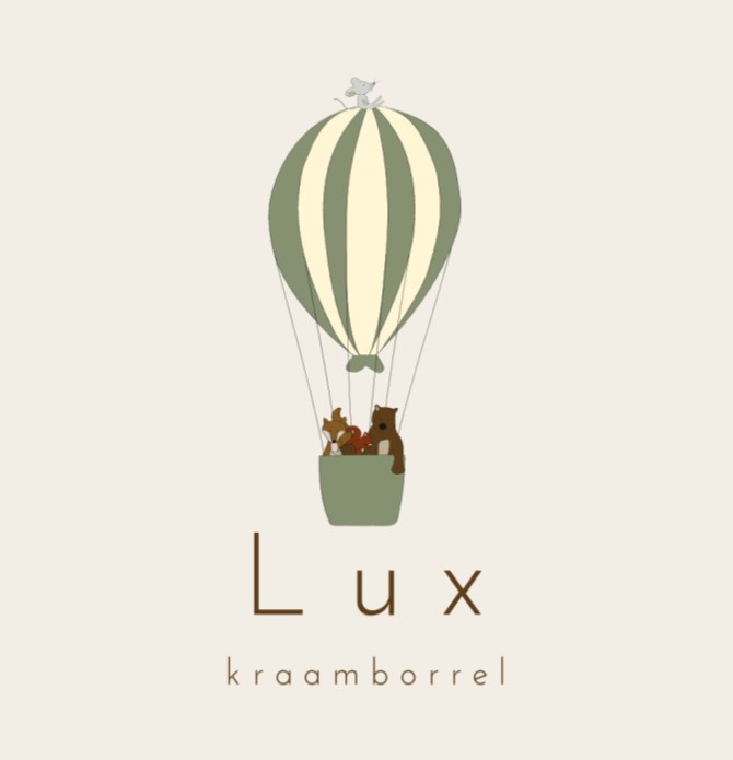 Kraamborrel kaartje met groene luchtballon en dieren - Lux