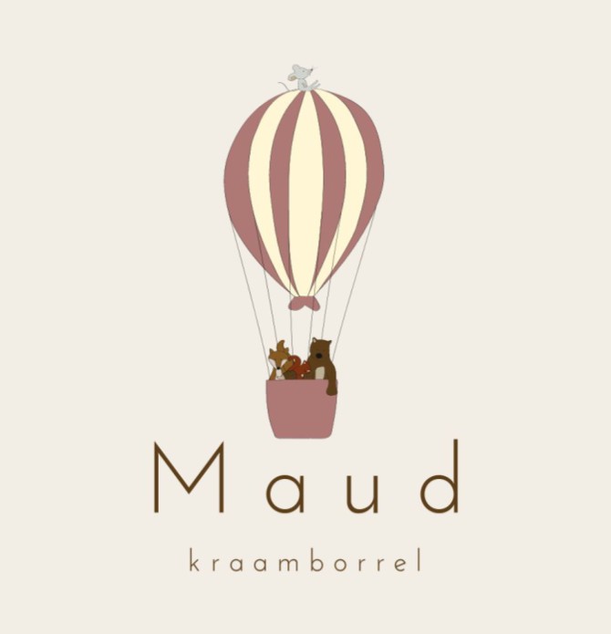 Kraamborrel kaartje met roze luchtballon en dieren - Maud