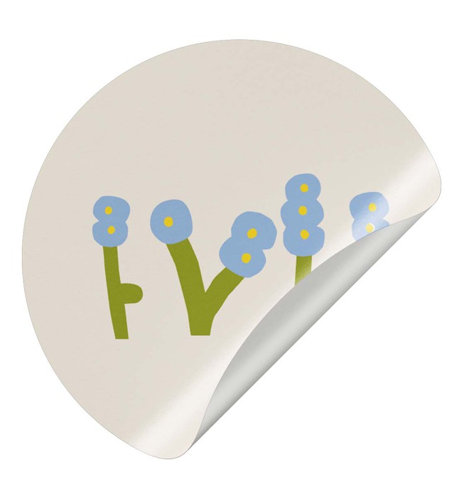 Sluitsticker bloempjes blauw