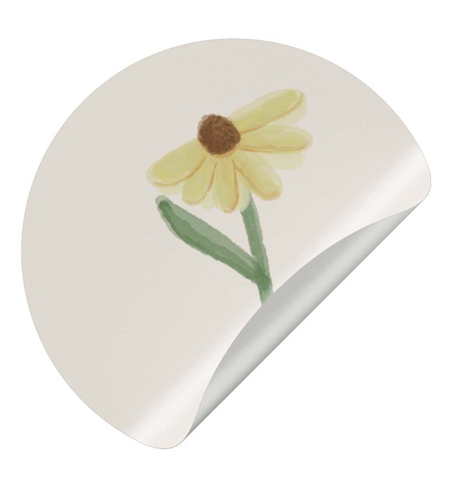 Sluitsticker gele bloem watercolor