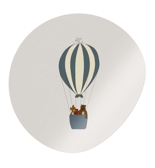 Sluitsticker luchtballon met dieren blauw