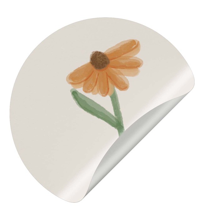 Sluitsticker oranje bloem watercolor