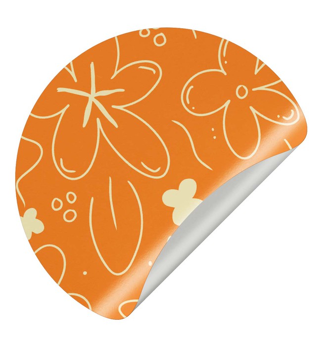 Sluitsticker bloemen patroon - oranje