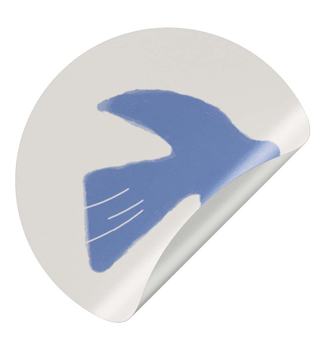 Sluitsticker vogel watercolor - blauw