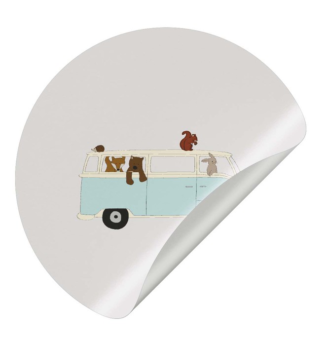 Sluitsticker volkswagen bus met dieren