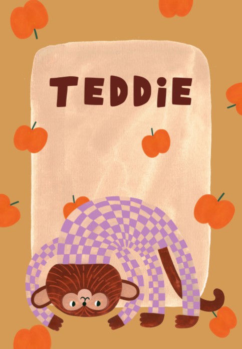 Poster aapje Teddie -  21x30