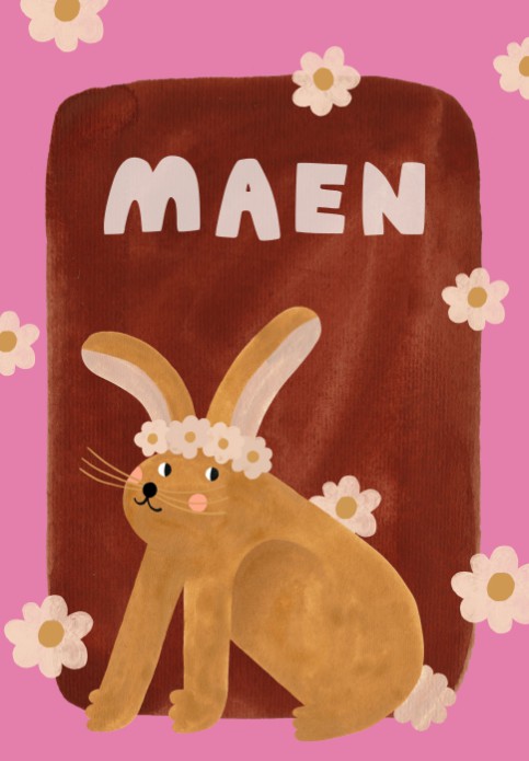 Poster bloemen konijn maen -  21x30