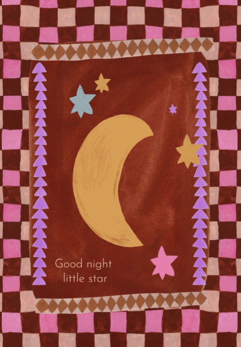 Poster Good night little star roze - 21x30