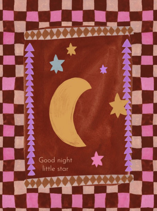 Poster Good night little star roze - 30x40