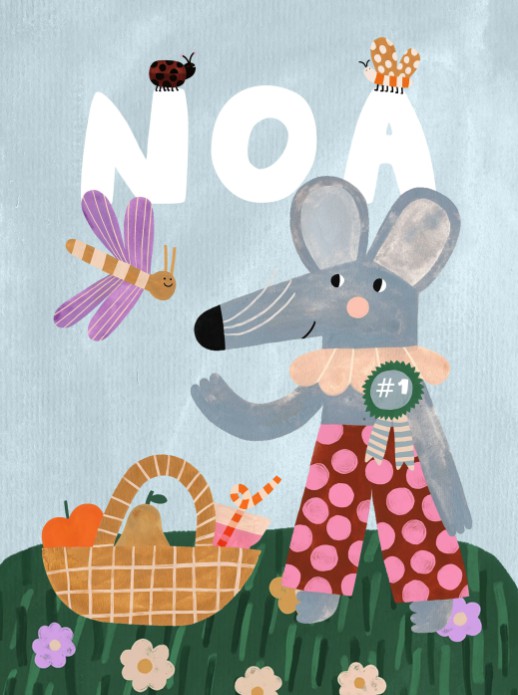 Poster muis picknick -  Noa 30 x 40