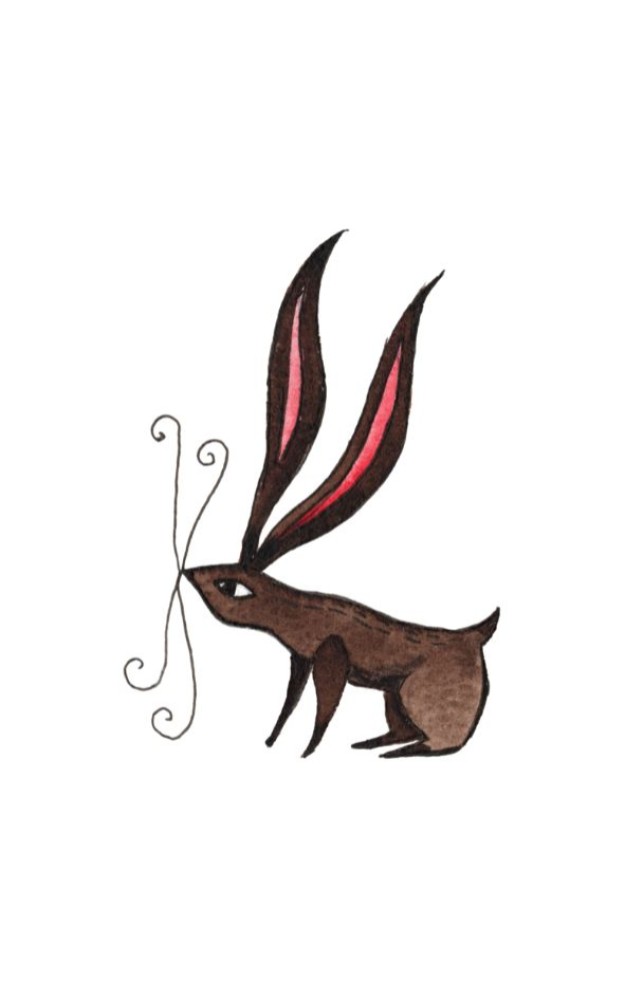 Postzegel - zittend konijn Atelier Fabel