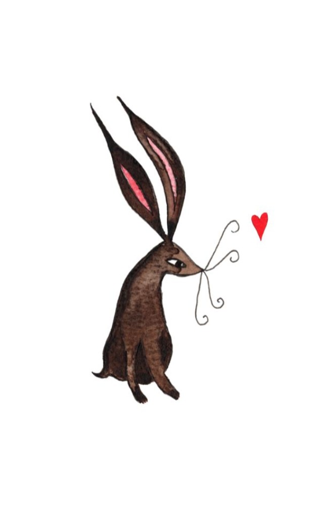Postzegel - konijn zittend met hartje Atelier Fabel