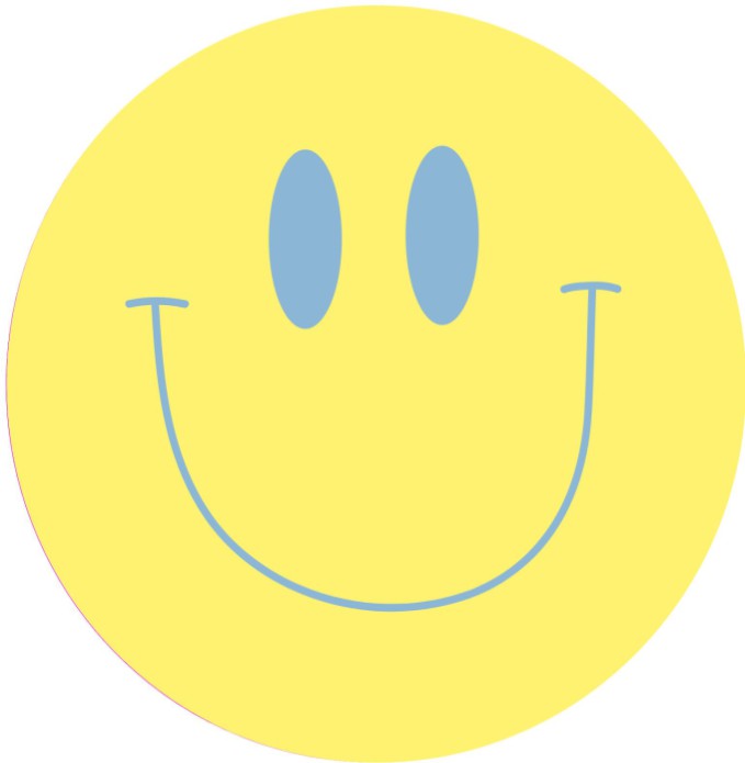 Rond geboortekaartje met smiley - geel