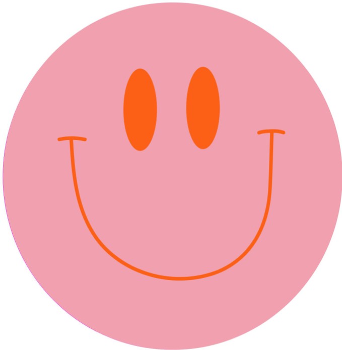 Rond geboortekaartje met smiley - roze