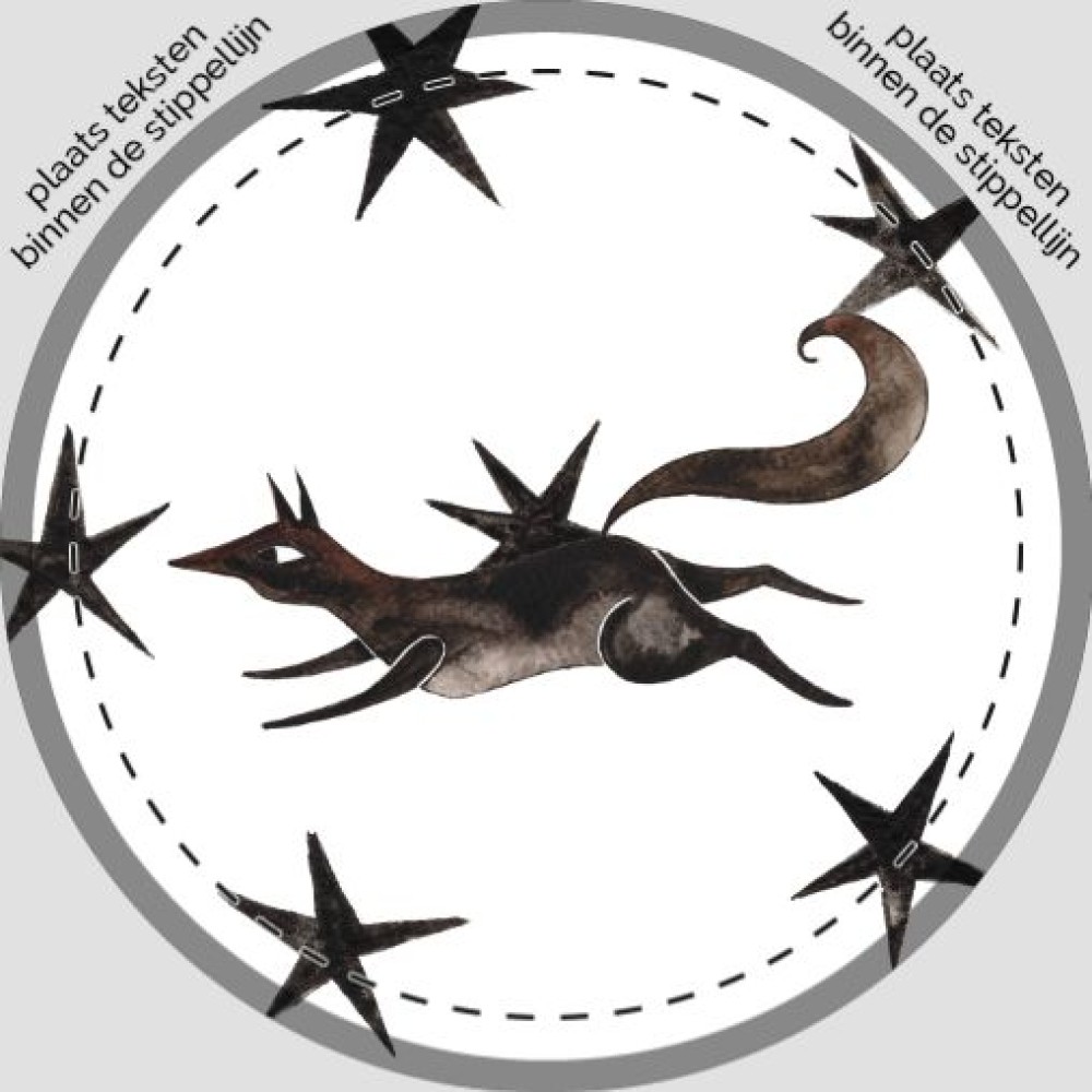 Sluitsticker - wolf met sterrenpatroon Atelier Fabel