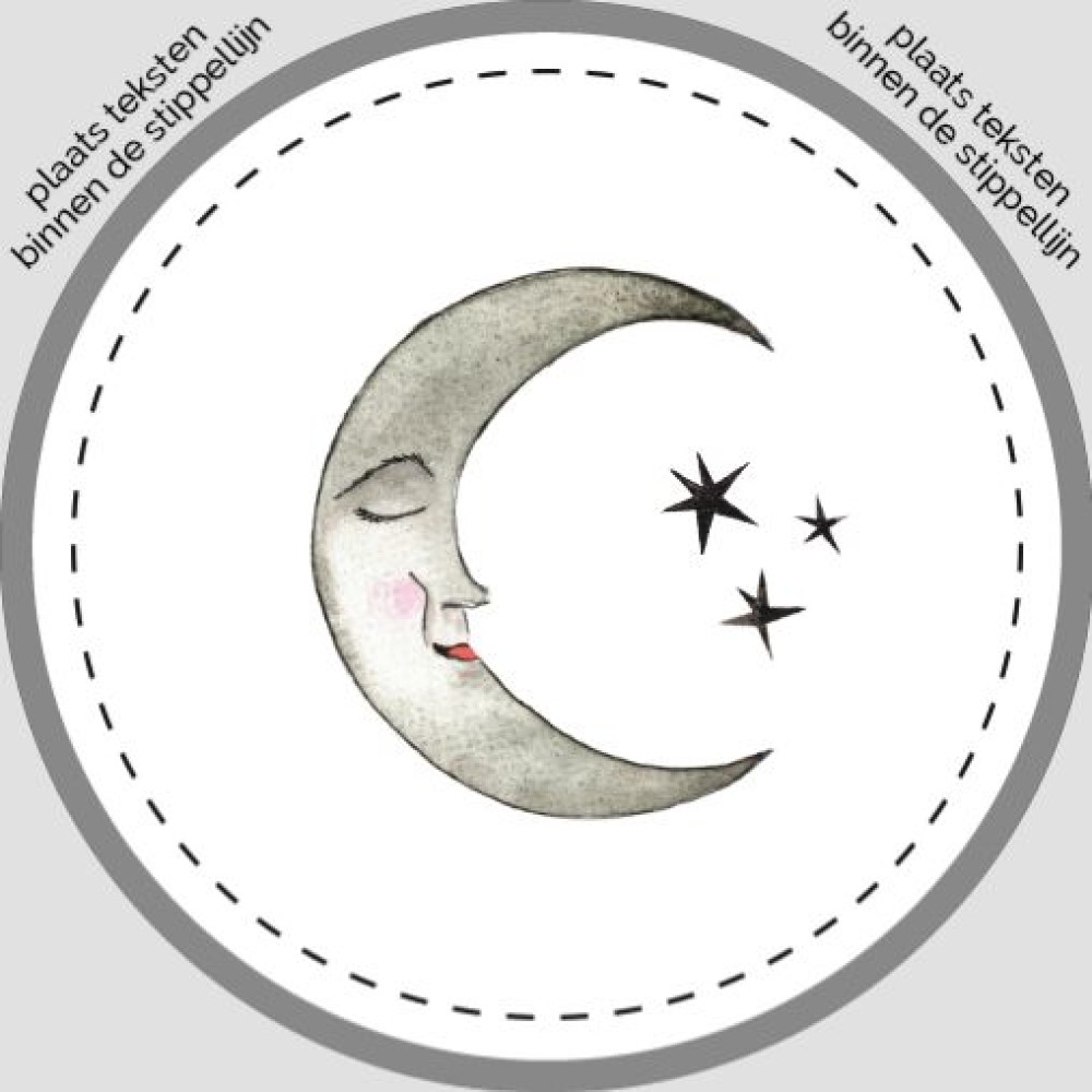 Sluitsticker - halve maan met sterren Atelier Fabel